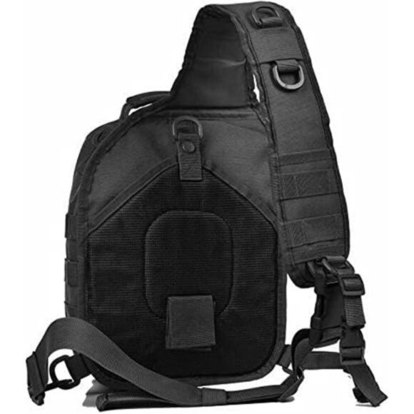 Tactical Sling Backpack Small EDC Shoulder Bag for Travel Range Hiking Black - Picture 7 of 8